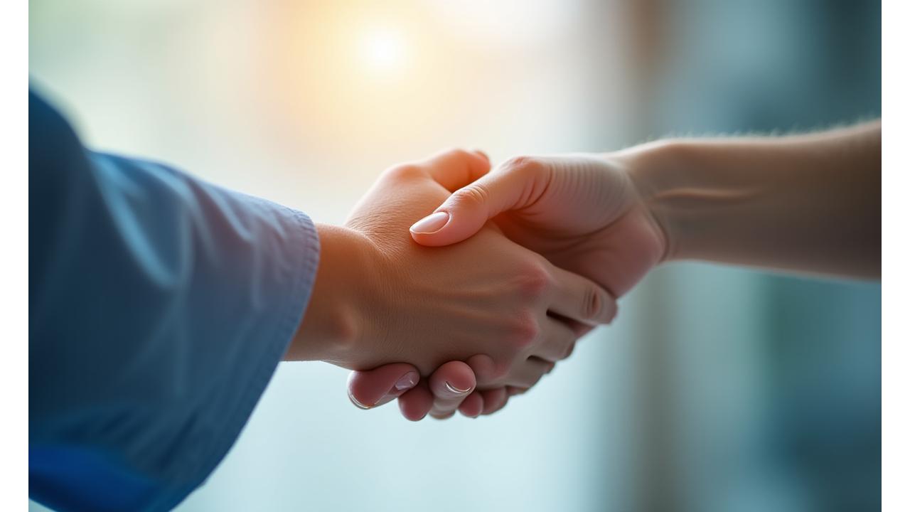 Compassionate hand holding another, symbolizing immediate medical assistance