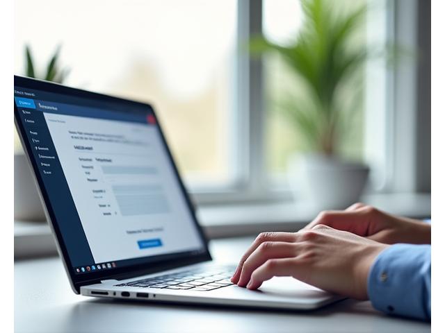 Person using a laptop for online application