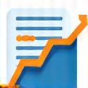 Loan affordability calculator icon - a document with graphs and a dollar sign