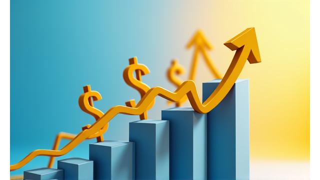Visual representation of financial growth with upward-trending graphs and currency symbols, symbolizing improved rates and financial well-being.