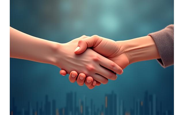 Hands reaching out, symbolizing support and assistance during financial hardship, with a flexible graph in the background.